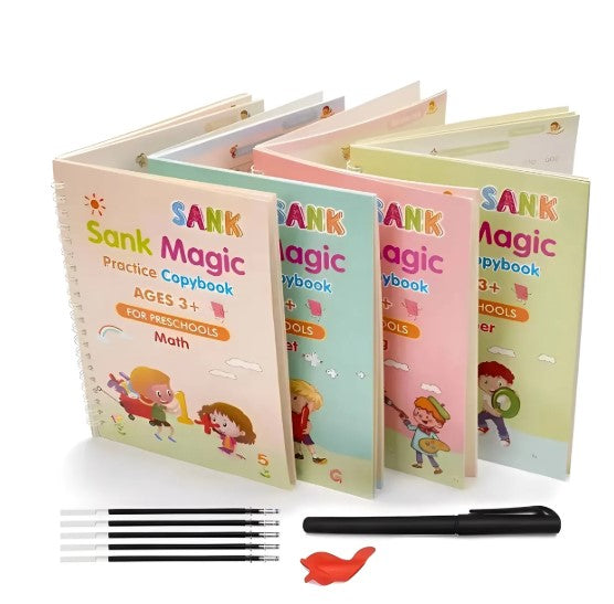 4 Libros Mágicos Caligrafia Montessori Reutilizable