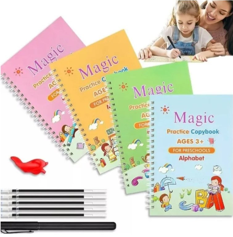 4 Libros Mágicos Caligrafia Montessori Reutilizable
